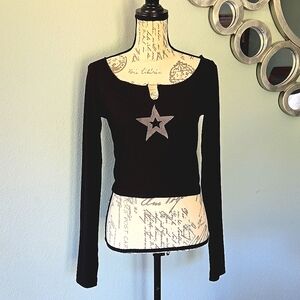 Star black Ribbed Top